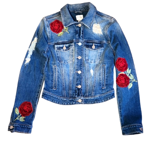 Guess Jackets & Coats Y2k Guess Brand Embroidered Rose Denim Jacket In A Size Small Poshmark